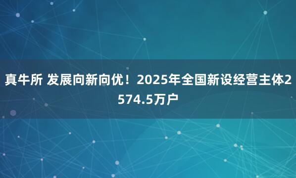 真牛所 发展向新向优！2025年全国新设经营主体2574.5万户